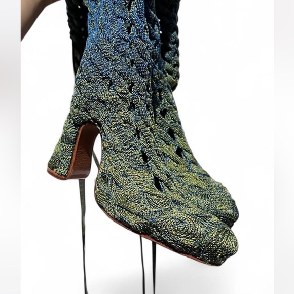 Isa Boulder SSENSE Exclusive Blue & Green Spiral Tall Boots. - Picture 3 of 6